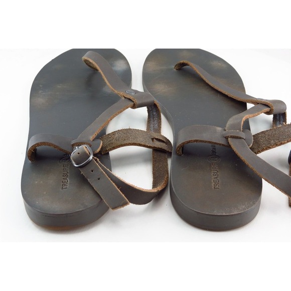 Treasure & Bond T-Strap Sandals Gray Leather Women Shoes Size 8 Medium - Picture 4 of 6